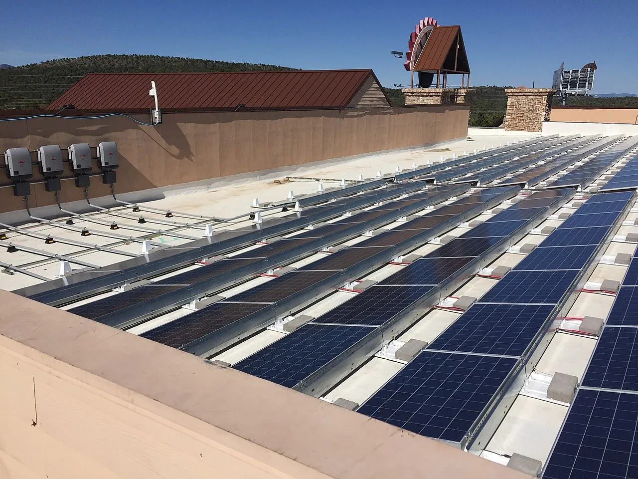 Solar array on the Tonto Apache Mazatzal Hotel in Arizona
